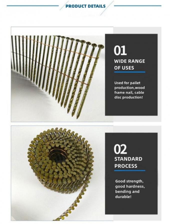 2 1/4′ ′ X. 099′ ′ Wire Pallet Coil Nails Clavos Helicoidales Screw Shank Diamond Point