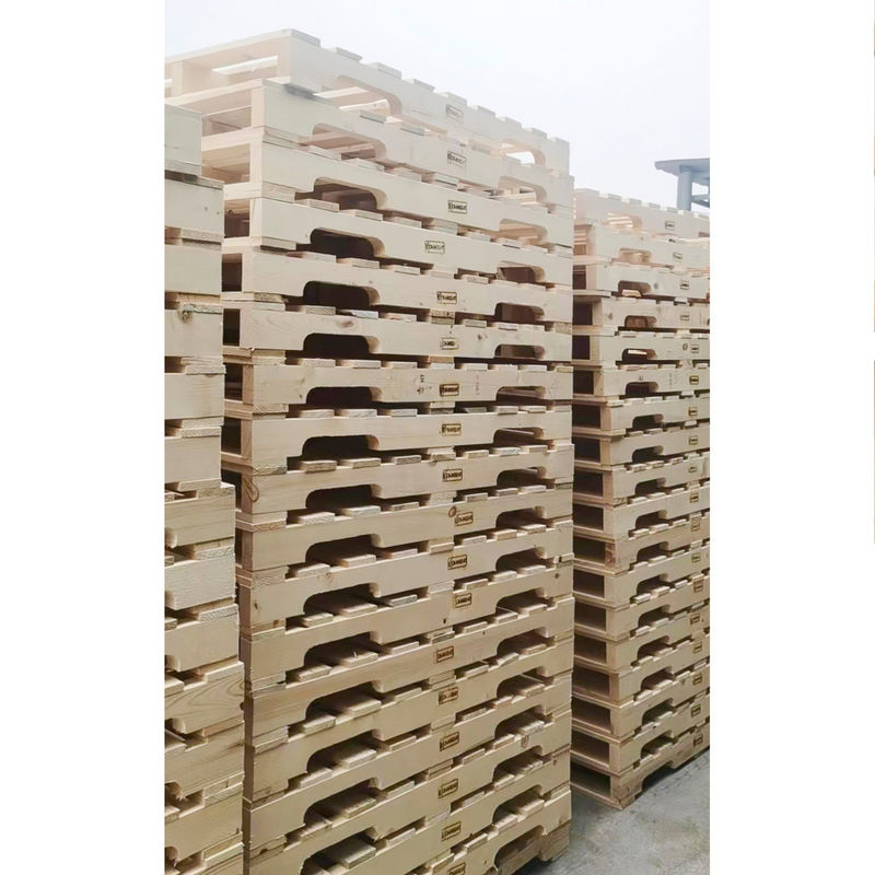 Almacenamiento en almacén Paleta de bloque de 4 vías reforzada Paletas de madera duraderas tratadas térmicamente