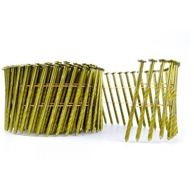 Buen precio 15 grados de galvanizado de la bobina de clavos lisa torcida de tornillo espiral del bastidor 3 4 de la bobina de los clavos del techo en línea